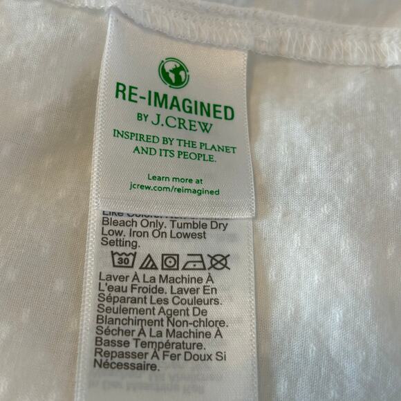 J.Crew Wms L White Long Sleeve Swiss Dot Popover Top Academia Ruffled Feminine - Picture 8 of 10